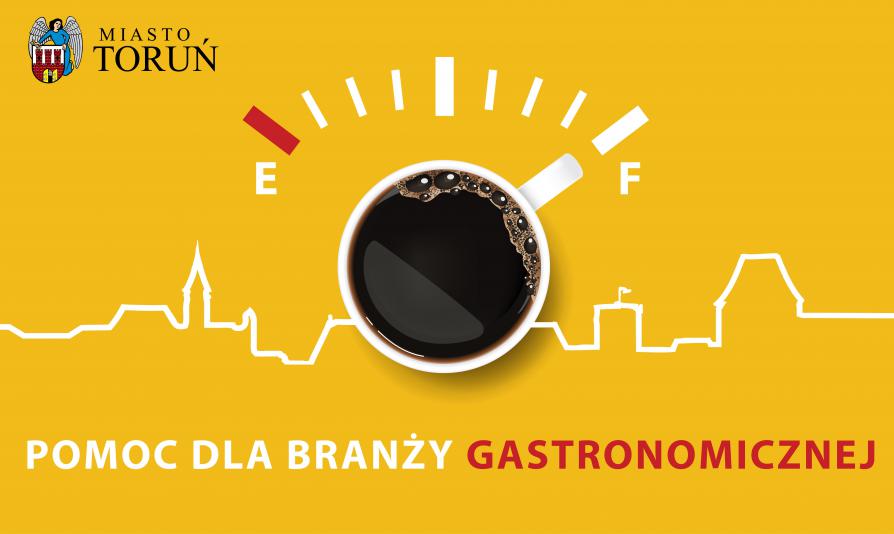 Grafika z tekstem: POMOC DLA BRANŻY GASTRONOMICZNEJ