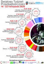Grafika prezentująca Światowy Tydzień Przedsiębiorczości 