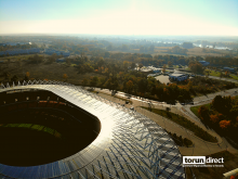 Zdjęcie przedstawia lotnicze ujęcie terenów przy Szosie Bydgoskiej 