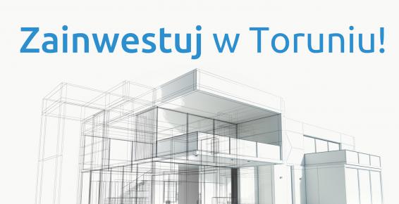 Projekt billboardu promujący potencjał gospodarczy Miasta Torunia w ramach projektu Invest in BiT CITY 2 . Po lewej stronie znajduje kontur mapy Polski z zaznaczoną lokalizacją Torunia. Po prawej widoczny jest rysunek przedstawiający naszkicowany budynek, a nad nim hasło "Zainwestuj w Toruniu!". Z lewym górnym i lewym dolnym znajdują się logotypy instytucji zaangażowanych w projekt. W prawym dolnym rogu widoczny jest adres strony internetowej www.torun.direct. 