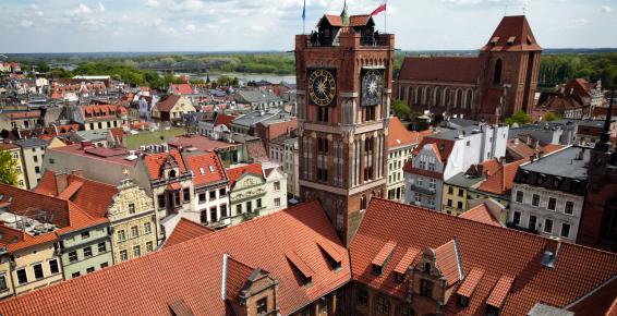 Ratusz Staromiejski w Toruniu z lotu ptaka