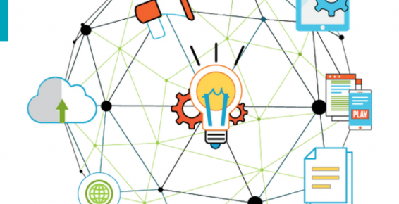 Logotyp projektu Akademia Pozytywnej Zmiany. Obrazuje jak od pomysłu przez pracę i technologie rodzą się efekty