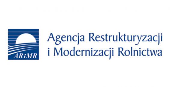 Logotyp Agencji Restrukturyzacji i Modernizacji Rolnictwa. Niebieskie litery na białym tle