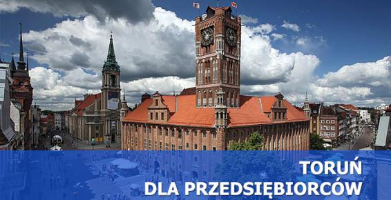 Grafika Toruń dla Przedsiębiorców w tle Ratusz Staromiejski