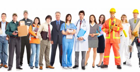 Grafika przedstawiająca pracowników różnych branż