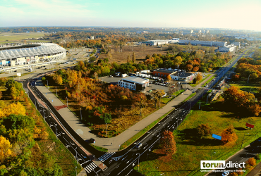 Zdjęcie przedstawia lotnicze ujęcie terenów przy Sz. Bydgoskiej